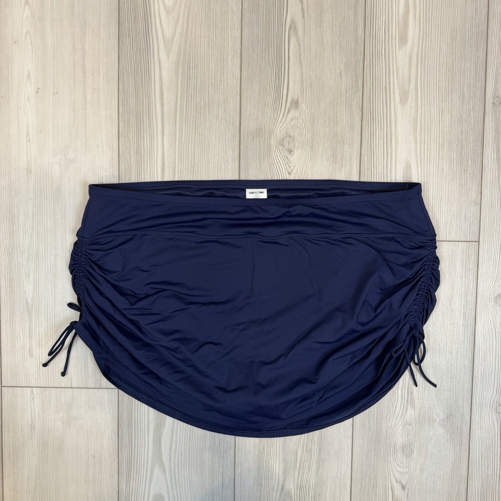 Lands End Womens Navy Blue Swim Skirt Swim Bottom 22W Adjustable Cinched Sides